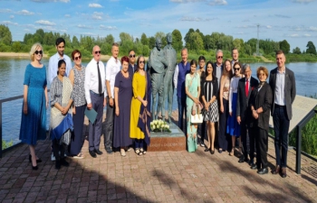Ceremony in Rusne, Lithuania, the birthplace of Hermann Kallenbach, close associate of Gandhiji through his years in South Africa.