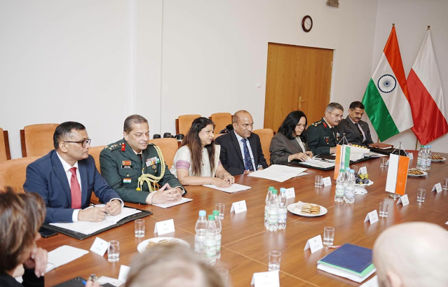 The 8th India–Poland Joint Working Group (JWG) Meeting on Defence Cooperation commenced in Warsaw, co-chaired by Shri Sanjeev Kumar, Secretary (Defence Production), and Ms Magdalena Sobkowiak-Czarnecka, Secretary of State, Ministry of National Defence of Poland. The discussions focused on strengthening industrial cooperation in the field of defence, with a particular emphasis on joint development and co-production, as well as capacity building and cooperation between the armed forces—key pillars of a stronger India–Poland defence partnership. The delegations also visited the PGZ headquarters, where the President of PGZ presented the delegation, which included heads of Indian defence industry (DPSUs) and representatives of the private sector, information on Poland’s indigenous capabilities, development initiatives, key areas for B2B cooperation and opportunities for deepening industrial engagement. (28 September 2026)