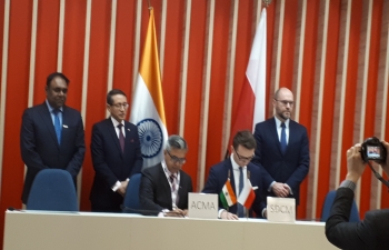 A 10-member delegation from Automotive Component Manufacturers Association of India (ACMA) led by President Mr. A. Venkataramani visited Warsaw, Poland today (4 February, 2019) to explore business and investment opportunities in Poland. The Polish Trade amp Investment Agency (PAIH) organised a Business Seminar for the visiting delegation. Presentations were made by PAIH, ACMA, Polish Association of Distributors and Manufacturers of Automotive Parts (SDCM), Ministry of Technology amp Entrepreneurship and Indo-Polish Chamber of Commerce. ACMA amp SDCM signed an MoU in the presence of Ambassador Tsewang Namgyal and Acting President of PAIH Mr. Krzysztof Senger. The Business Seminar was followed by B2B meeting.