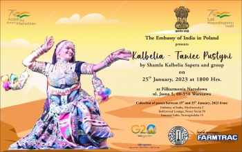 India@75 celebrations: Kalbelia dance performance by ICCR empanelled Rajasthan Folk Group led by Ms. Shamla Kalbelia  on 25 January 2023 (1800 hrs.) at Filharmonia Narodowa, Warsaw