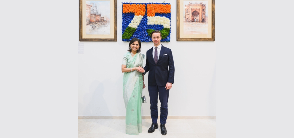 H.E. Mr. Krzysztof Bosak, Vice-Marshal of the Sejm with H.E. Ambassador Nagma M Mallick at the Republic Day Reception, 26th January, 2024