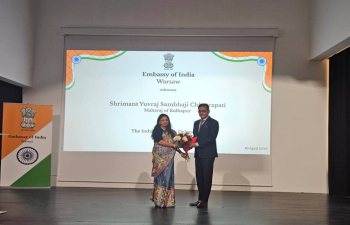 An event to welcome Shrimant Sambhaji Chhatrapatì, the scion of the Royal Family of Kolhapur and the accompanying business delegation at the Embassy of India on 10 April 2026