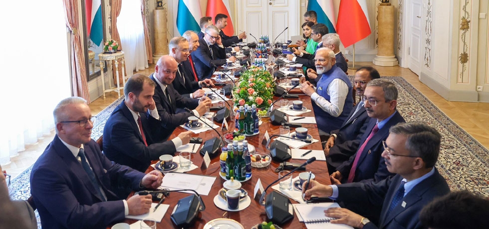HE Mr Andrzej Duda, President of Poland and HE Mr Narendra Modi, Prime Minister of India, with their official delegations, Belvedere Palace, 22.08.2024, Warsaw.